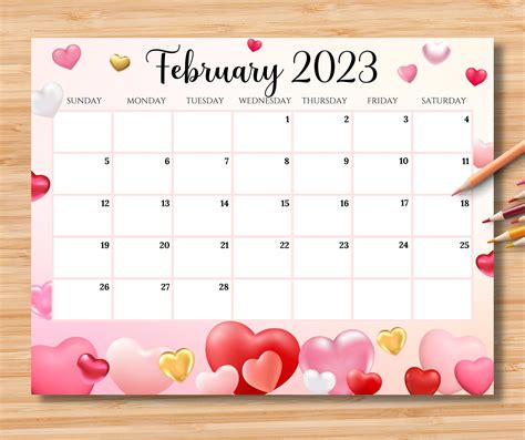 February 2022 Calendar Valentine